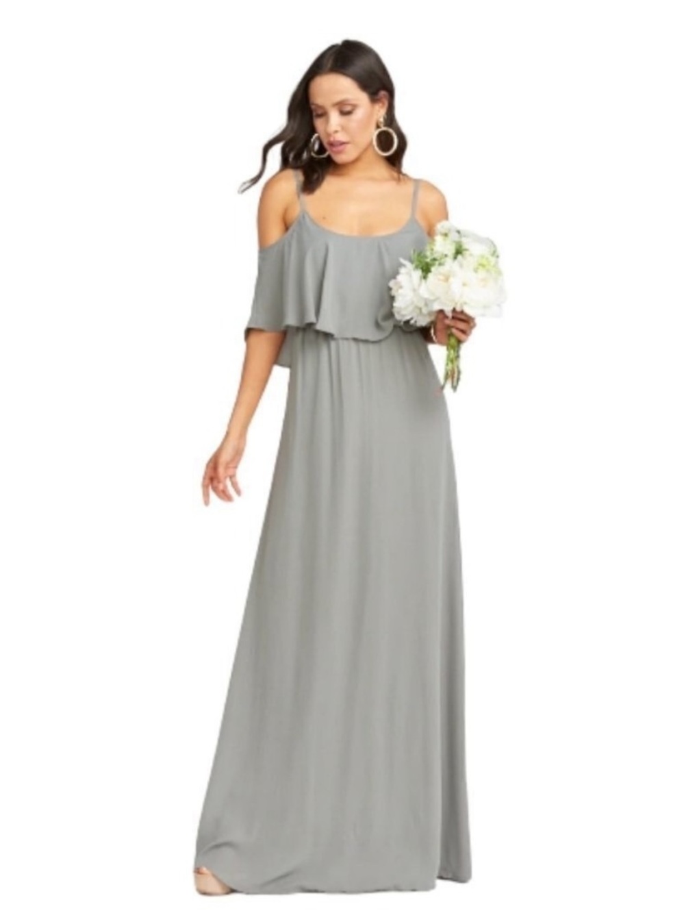 Show Me Your Mumu Maxi Cold-Shoulder Dress in Sage Green